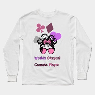 "Worlds Okayest Canasta Royalty: Groovy Crown Jewel"- Funny Canasta Lover Long Sleeve T-Shirt